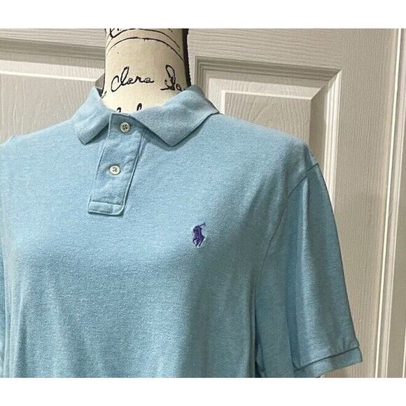 POLO RALPH LAUREN POLO SHIRT 100% COTTON SIZE LARGE LIGHT BLUE CLASSIX FIT - Picture 12 of 13